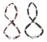 POPETPOP 2pcs Mini Knitted Striped Doll Scarves with Pom Poms, Mini Winter Scarfs for Doll Making and Snowman Crafts, Small Knitted Accessories for Holiday Decorations