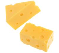 POPETPOP 2pcs Miniature Fake Cheese Model for Display and Pretend Play, Lightweight Resin Cheese and Mousse Cake Props, for Dessert Shoots and DIY Projects, Yellow Kitchen Play Accessories