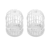 POPETPOP 2pcs Miniature Iron Birdcage Ornament with Hanging Hook, Semi-closed Small Dollhouse Accessory for Fairy Garden and DIY Home Decoration