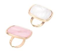 POPETPOP 2pcs Nail Art Finger Ring Mixing Palettes Made of Resin with Portable Wearable Design for Beauty Salon and Home Use, Mini White Shell Color Palettes for Professional Manicure