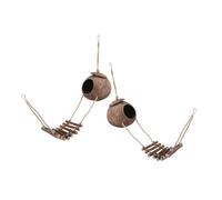 POPETPOP 2pcs Natural Coconut Shell Bird Nest with Ladder for Lovebirds and Reptiles, Hanging Habitat Provides Climbing and Shelter, Suitable for Bird Cages and Reptile Habitats