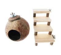 POPETPOP 2pcs Natural Coconut Shell Hamster Nest for Small Pets, Wooden Material Protects Health and Soothes Mood, Decorative Small Pets Nest for Hamster Play and Rest