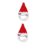 POPETPOP 2pcs Pet Christmas Scarf Christmas Pet Hats Santa Costume Dog Xmas Hat Puppy Santa Hat Pet Photo Props Hat Christmas Photo Props Pet Head Wear Santa Clause Hat Dog Cat Plush Red