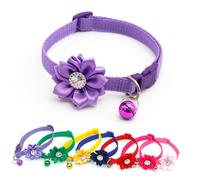 POPETPOP 2pcs PET Flower Collar Bell Decorative Necklace for Dogs and Cats Adjustable PET Collar in Pink and Red for Supplies and Accessories