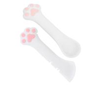 POPETPOP 2pcs Pet Food Mixing Spoon and Can Opener in Pink Silicone for Cats and Dogs, Comfortable Feeding Experience with Paw-shaped Design, for Dog Food Tins and Pet Jars