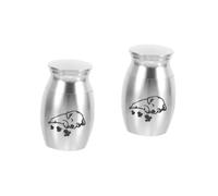 POPETPOP 2pcs Pet Urn for Ashes Metal Cinerary Container for Dogs and Cats Keepsake Casket Screw Lid Comforting Memorial for Pet Loss Silver