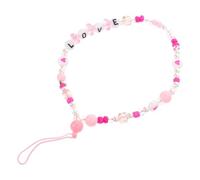 POPETPOP 2pcs Pink Acrylic Mobile Phone Lanyards with Love and Heart Pattern Beaded Phone Straps and Bag Stylish and Delicate Accessories for DIY and Replacing Broken Chains