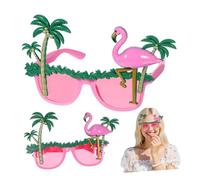 POPETPOP 2pcs Pink Flamingo Coconut Tree Party Eyewear Hawaiian Photo Props Fun Tropical Glasses for Beach Luau Decorations and Dress Up