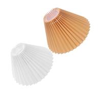 POPETPOP 2pcs Pleated Fabric Lampshades E27 Small 4cm Diameter Table and Wall Lamp Covers White and Khaki Bedroom Bedside Lighting Accessories