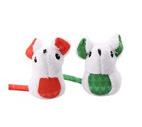 POPETPOP 2pcs Plush Mouse Toy for Cats Adorable Interactive Teaser Fat Mouse Design Orange and Green Engaging Plush Cat Playing Props and Safe for Indoor Fun