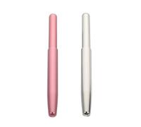 POPETPOP 2pcs Portable Acrylic Makeup Brushes Set with Retractable Flat Lip Brush and Angled Eyebrow Lightweight Cosmetic Tools for Women Travel and Daily Use