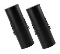 POPETPOP 2pcs Portable Black Pu Leather Makeup Brush Organizer with Lid, Large round Cylinder Travel Cosmetic Brush Storage Case for Vanity and On-the-go