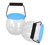 POPETPOP 2pcs Portable Clear Fish Tank with Lid Transparent Plastic Aquarium Bucket for Outdoor Catch and Release Miniature Ecosystem Container with Handle for Beach Pool Lake Exploration