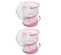 POPETPOP 2pcs Portable Mesh Cage Butterfly Habitat Tent Foldable Bug Catcher for Outdoor Nature Exploration Pink