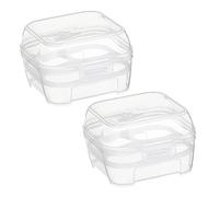 POPETPOP 2pcs Portable Plastic Egg Carton Case Folding Storage Holder for Refrigerator Organizer Bin Carry Egg Case