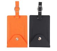 POPETPOP 2pcs Pu Luggage Tag Identifiers Travel Tags for Suitcase with Writeable Name, Address and Phone Number, Easy to Carry Travel Accessories for Business and Frequent Travelers