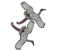 POPETPOP 2pcs Red-Crowned Crane Embroidery Patches Sew or Iron on Embroidered Applique Embroidery Thread for Towels and Blankets Manual Crafts Decoration