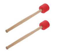 POPETPOP 2pcs Red Drum Mallets Sticks with Wood Handle for Bass and Snare Drum Percussion Professional Instrument Drumsticks Suitable for Electric and Rhythm Playing