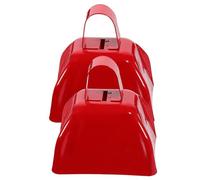 POPETPOP 2pcs Red Square Metal Cowbells with Handle 3-inch Loud Farm Bells for Sporting Events and Livestock Hanging Decoration
