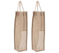 POPETPOP 2pcs Red Wine Packaging Bag Wine Bottle Bag Beige Jute Material with Window Easy to Carry Creative Style for Suitable for Wedding under The Tree