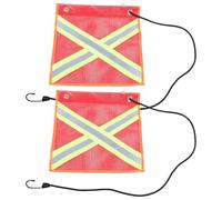 POPETPOP 2pcs Reflective Warning Flags for Trailer and Vehicle, High Visibility Red Mesh Safety Flags Made of Sturdy Pvc and Polyester, Flexible Design for Daily Use and Night Driving,