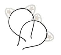 POPETPOP 2pcs Rhinestone Alloy Cat Ear Headbands for Women and Sparkling Wedding Hair Accessories Party and Everyday Use Stylish Hairbands with Star Design