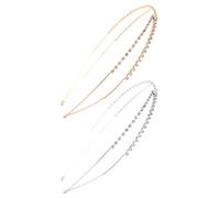 POPETPOP 2pcs Rhinestone Crystal Cross Hairbands Set, Silver and Rose Gold Sparkly Headbands for Wedding, Party, and Bridal Hair Accessories