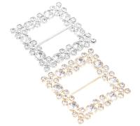 POPETPOP 2pcs Rhinestone Scarf Buckles with Pearl and Crystal T-shirt Clips, Decorative Tie Ring Buckles for Women’s Clothing Accessories, Elegant Square Gold and Silver Set