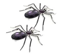 POPETPOP 2pcs Rhinestone Spider Brooch Pin Set Crystal Bling Halloween Jewelry Badge Decoration for Women Men Costume Accessories