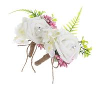 POPETPOP 2pcs Rose Corsage Bridal Decoration Silk Flower Brooch Pin White Beautifully Arranged Comfortable to Wear for Formal Occasions