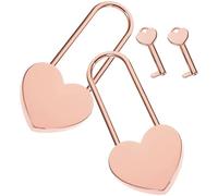 POPETPOP 2pcs Rose Gold Heart Shape Padlock with Keys Small Luggage Lock for Suitcase Travel Diary Lock Couple Love Suitable for Gym and Bridge Use