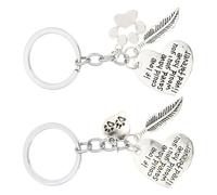 POPETPOP 2pcs Silver Alloy Dog Footprint Key Rings Pet Souvenir Keychains with Delicate Design for Attaching to Shoulder Bags or Door Keys Memorial Gifts for Pet Lovers