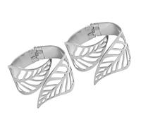 POPETPOP 2pcs Silver Alloy Leaf-shaped Curtain Buckles Hollow Metal Curtain Tiebacks Adjustable Straps for Home Window Treatment Accessories