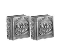 POPETPOP 2pcs Silver Zinc Alloy Tooth Holder Box for Preserving Baby's Hair and Teeth, Book-Shaped Decorative Keepsake Storage with Creative and Elegant Design for Home
