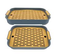 POPETPOP 2pcs Small Animal Litter Box Set for Rabbits Guinea Pigs Hamsters - Square Anti-tip Bunny Potty Trainer Tray in Yellow for Cage Toileting