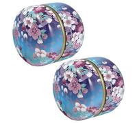 POPETPOP 2pcs Small round Tinplate Tea Storage Canisters Compact Sealed Tea Containers Suitable for Kitchen and Dining Organization