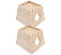 POPETPOP 2pcs Small Wooden Hamster Hideout and Rutin Chicken Breeding Box for Chinchilla and Hamster Pet Entertainment with Training Feature, Not Easy to Deformation, Beige