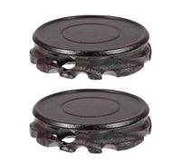 POPETPOP 2pcs Solid Wood Decorative Stand Bases with Beautiful Smooth Surface, round Retro Artistic Pedestals for Displaying Crystal Balls and Strange Stones in Study Or Bed
