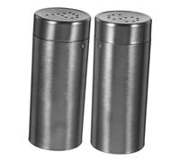 POPETPOP 2pcs Stainless Steel Condiment Shaker Versatile Spice Dispenser for Salt Pepper and Seasoning for Kitchen and Outdoor Bbq Use Elegant Black Design