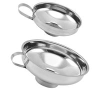POPETPOP 2pcs Stainless Steel Wide Mouth Funnel Set for Kitchen, Multi-purpose Oil Filling and Grain Transfer, Sturdy Metal Mini Funnels for Canning and Essential Oils
