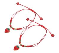 POPETPOP 2Pcs Strawberry Friendship Bracelet Braided Wrist Rope for Women and Cute Chic Charm Accessories for Daily Wear and Sharing
