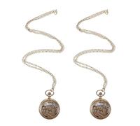 POPETPOP 2pcs Train Pocket Watch with Chain, Roman Numerals, Bronze Alloy