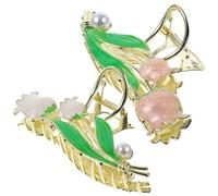 POPETPOP 2pcs Tulip Hair Claw Elegant Metal Flower Clips Practical Strong Hold Suitable for Curly Hair Assorted Color Accessories for Work and Everyday Use