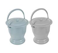 POPETPOP 2pcs Unisex Portable Chamber Pot with Cover, Easy to Move Thick Plastic Urine Bedpan for Household Use, Lightweight Plastic Potty Urinal for Adults