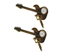 POPETPOP 2PCS Vintage Guitar Keychain Watch Musician Key Accessory Mini Pocket Watch with Guitar Ornament for Music Lovers Multipurpose Musical Theme Gift