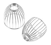 POPETPOP 2pcs Vintage Iron Art Birdcage Lamp Shade for Indoor Spaces, Easy Installation, Spacesaving Design, Silver Metal Pendant Light Cover for Bedroom and Dining Room Home Decor