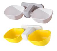 POPETPOP 2pcs Wall-mounted Pet Neck Guard Cat Bowls Dual Feeding and Drinking Bowls Raised Food and Water for Cats Yellow and White with Adhesive Suitable for Home Use