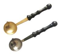 POPETPOP 2pcs Wax Seal Melting Spoon with Wooden Handle, Copper Material Wax Seal Scoop Easy to Use and Anti-Rust for Wine Packing and Getting Your Box Prepared