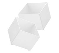 POPETPOP 2pcs White Plastic Memo Pad Holders with Divided Compartments, Medium Square Desktop Note Paper Organizers for Office, Dormitory, and Study Desk Storage