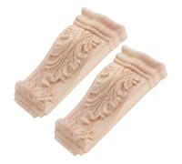 POPETPOP 2pcs Wood Carved Decorative Corbels Solid Wood Appliques for Doorway and Furniture Unpainted European Style Corner Design Support and Intricate Craftsmanship
